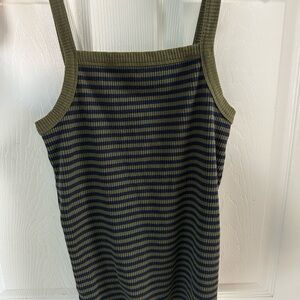 Old Navy Olive and Navy Striped Tank Top